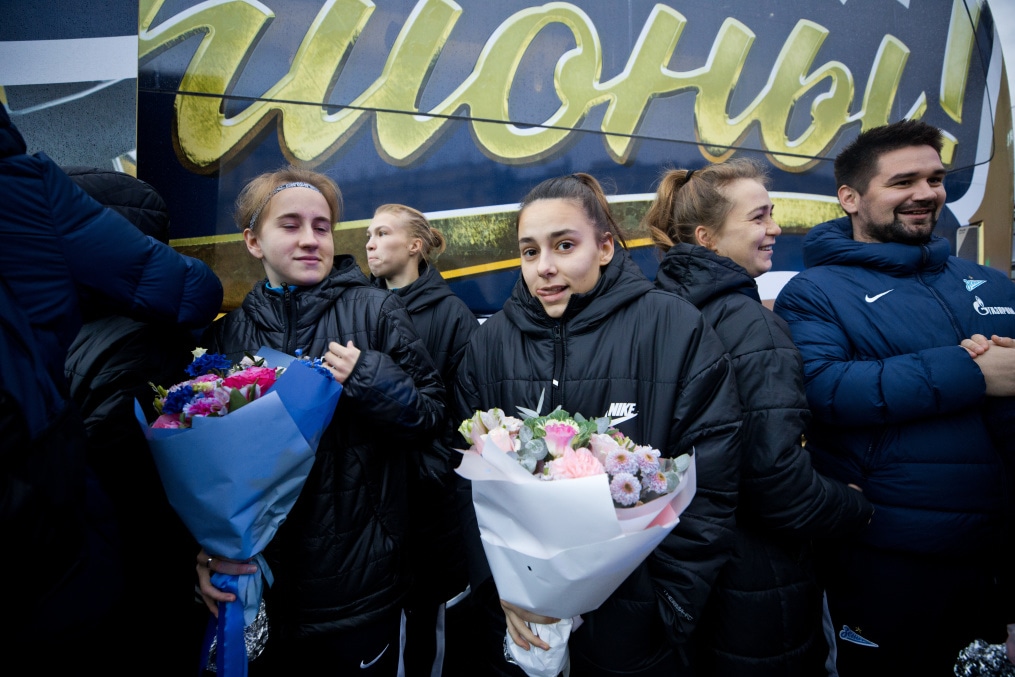 Встреча женской команды «Зенит» на Московском  вокзале