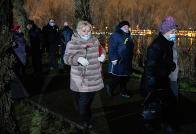 Перформанс болельщиков в честь 77-й годовщины полного освобождения Ленинграда