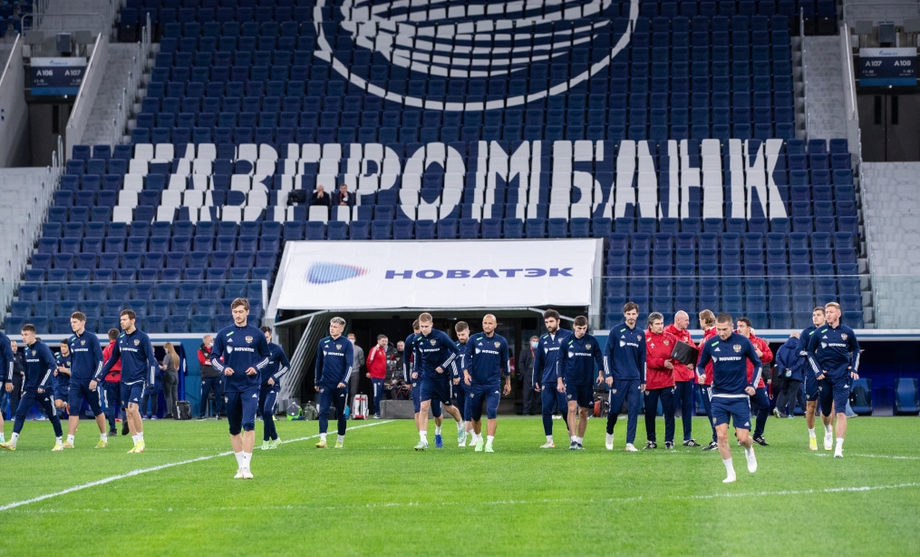 Тренировка сборной России перед матчем с Кипром