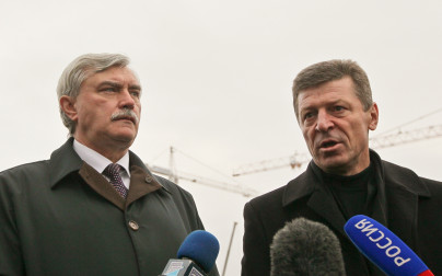 Георгий Полтавченко и Дмитрий Козак на строительстве стадиона Газпром-Арена