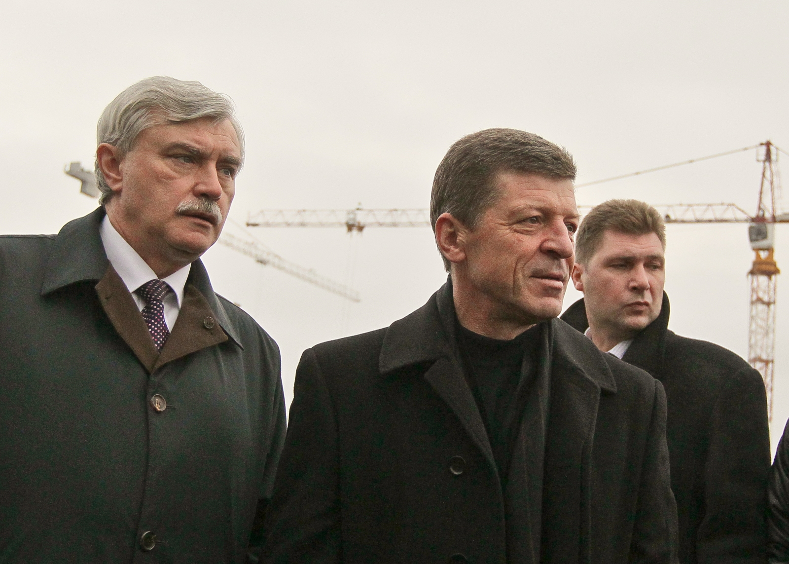 Георгий Полтавченко и Дмитрий Козак на строительстве стадиона Газпром-Арена