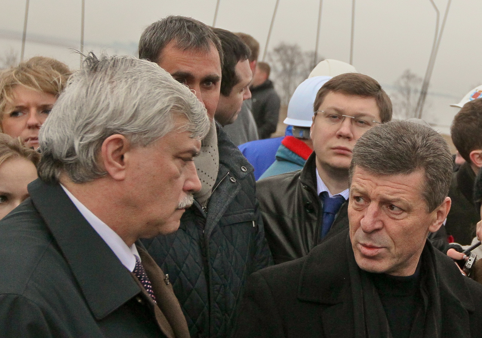 Георгий Полтавченко и Дмитрий Козак на строительстве стадиона Газпром-Арена