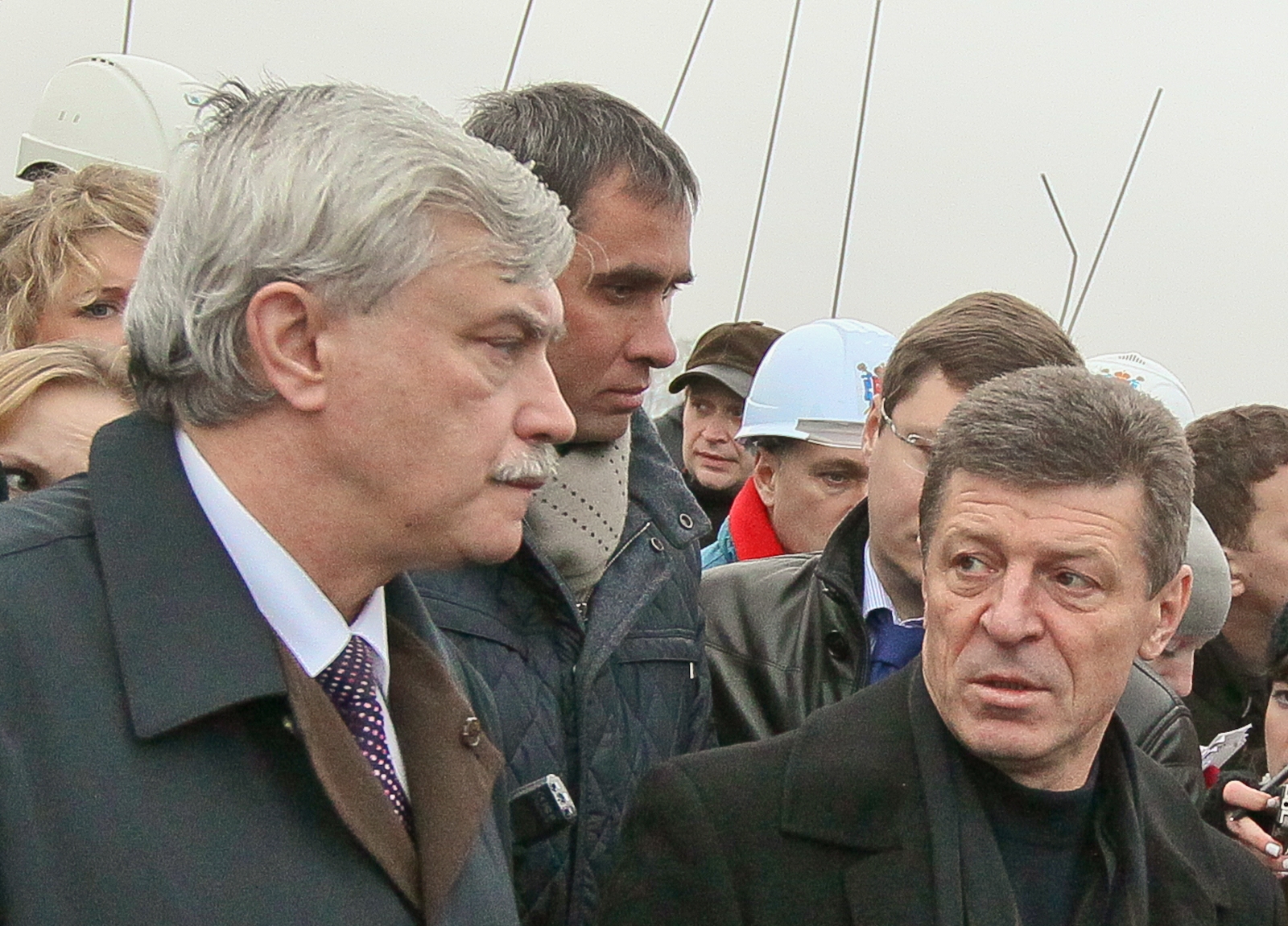 Георгий Полтавченко и Дмитрий Козак на строительстве стадиона Газпром-Арена