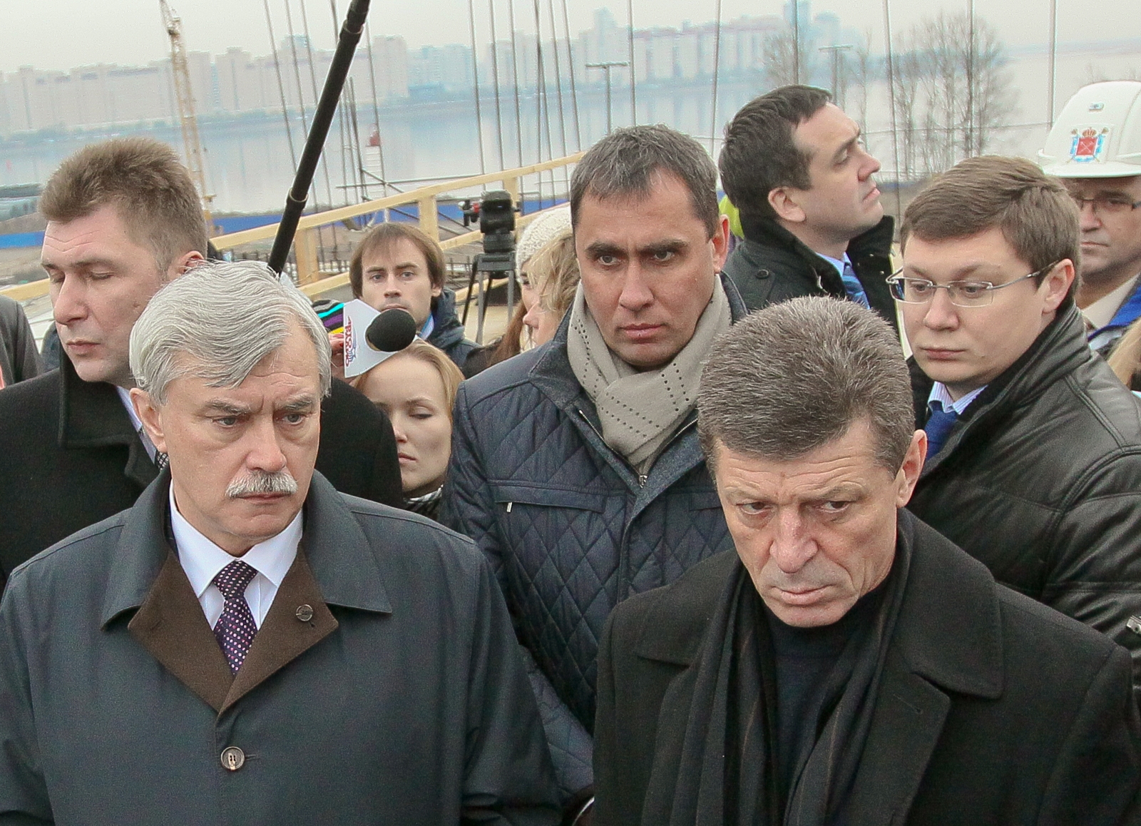 Георгий Полтавченко и Дмитрий Козак на строительстве стадиона Газпром-Арена