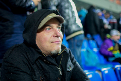 Николай Копейкин, художник и болельщик Зенита на матче Лиги чемпионов УЕФА «Зенит» — «Андерлехт» 