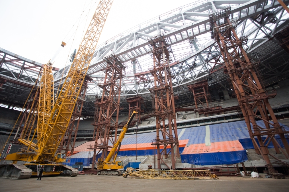 Строительство стадиона на Крестовском острове: Август 2015 года