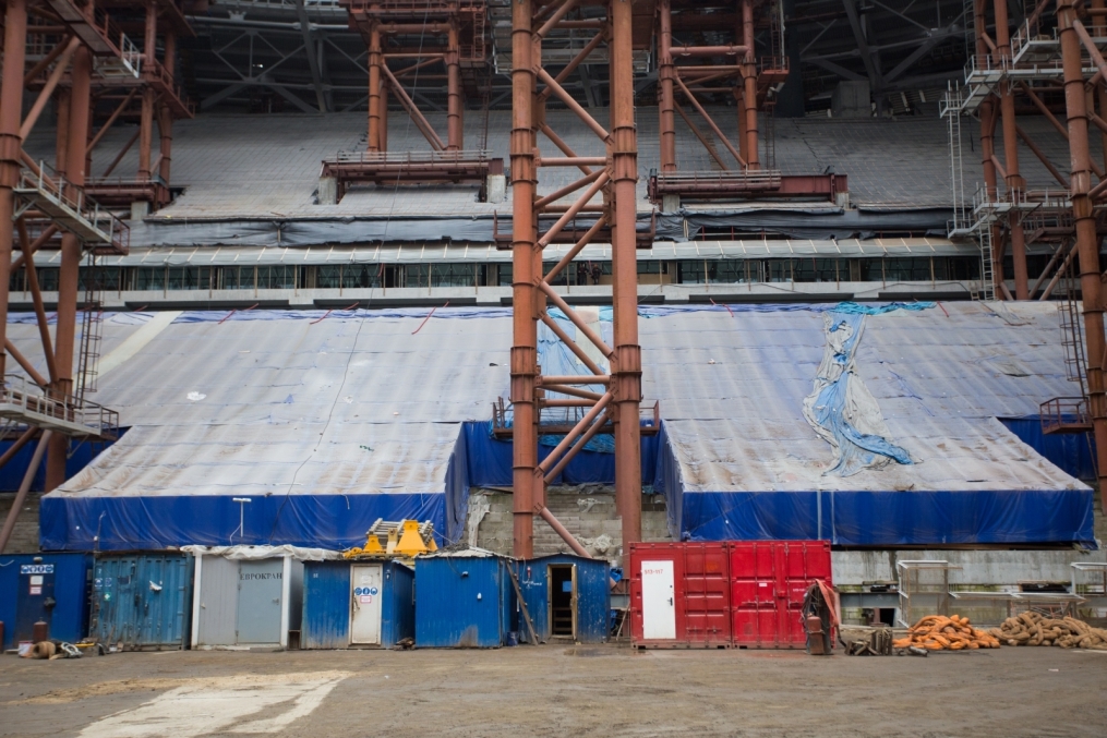 Строительство стадиона на Крестовском острове: Август 2015 года